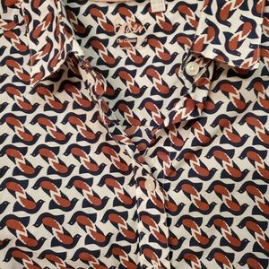 Boden Classic Sienna Button Down Bird Pattern Women's Shirt Size 12R